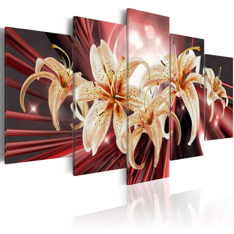 Canva with lilies on abstract red background - Passion, 90607, (x5) G-ART.