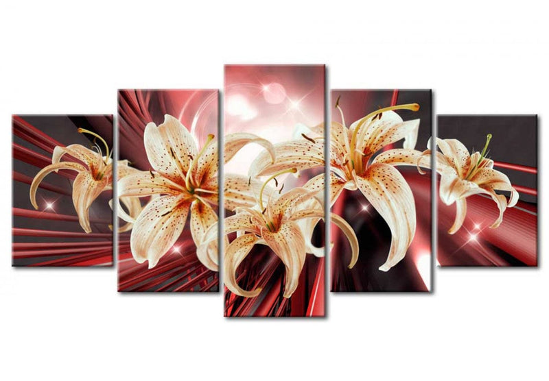 Canva with lilies on abstract red background - Passion, 90607, (x5) G-ART.