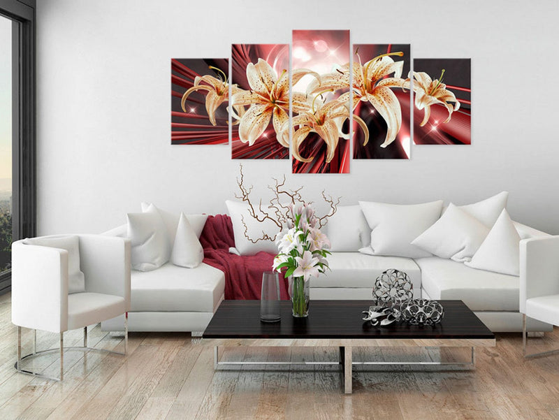 Canva with lilies on abstract red background - Passion, 90607, (x5) G-ART.