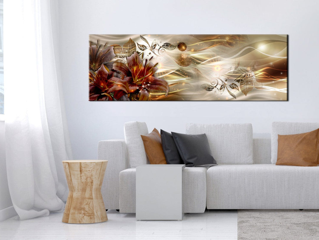 Glezna ar lilijām uz zelta abstrakta fona, (x5), 92966 G-ART.