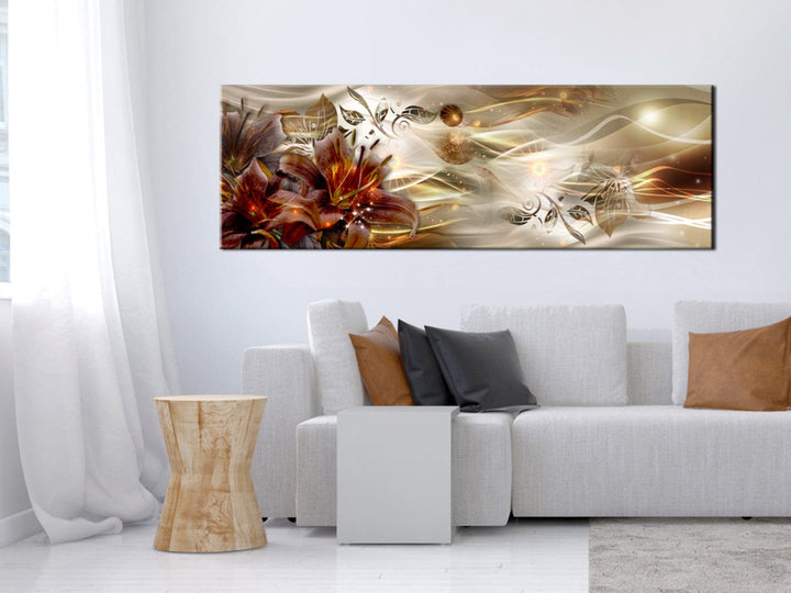 Glezna ar lilijām uz zelta abstrakta fona, (x5), 92966 G-ART.