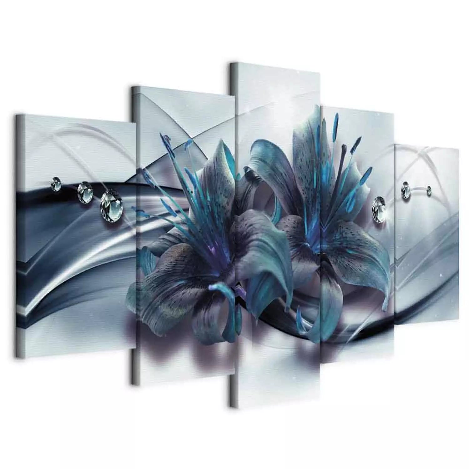Kanva ar lilijām - Zilā lilija, (x5), zilos toņos ART XL