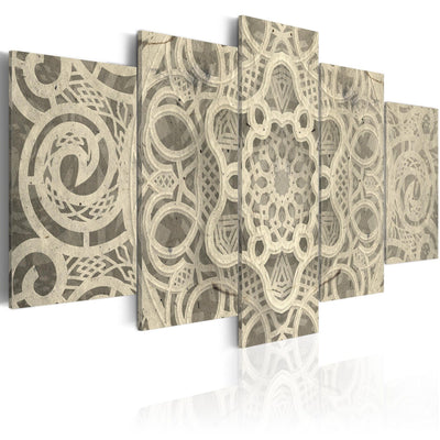 Canvas-taulut mandalakuviolla beige - Soul mandala (x5), 94956 G-ART.