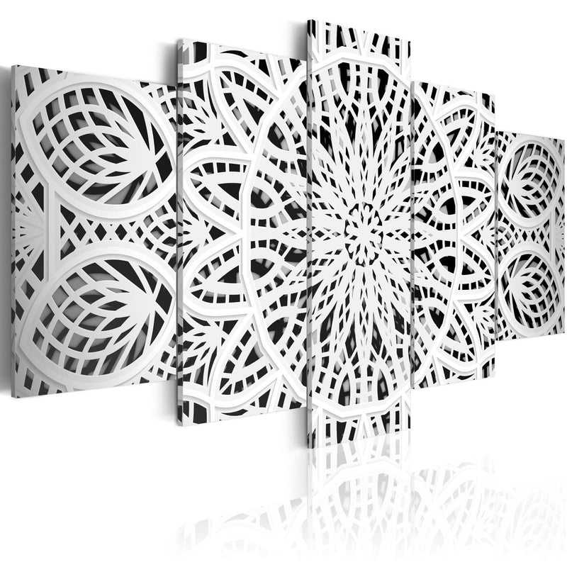 Canva with mandala pattern, black and white - Alabasterine Fantasy (x5) G-ART.