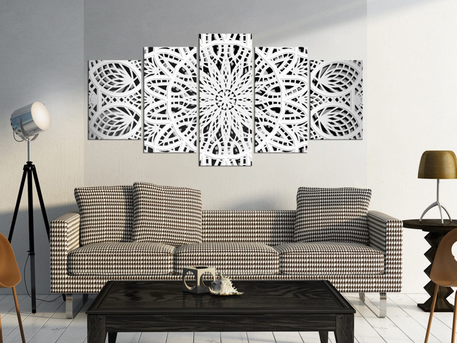 Glezna ar mandalas rakstu, melnbalta - Alabasterīna fantāzija, (x5) G-ART