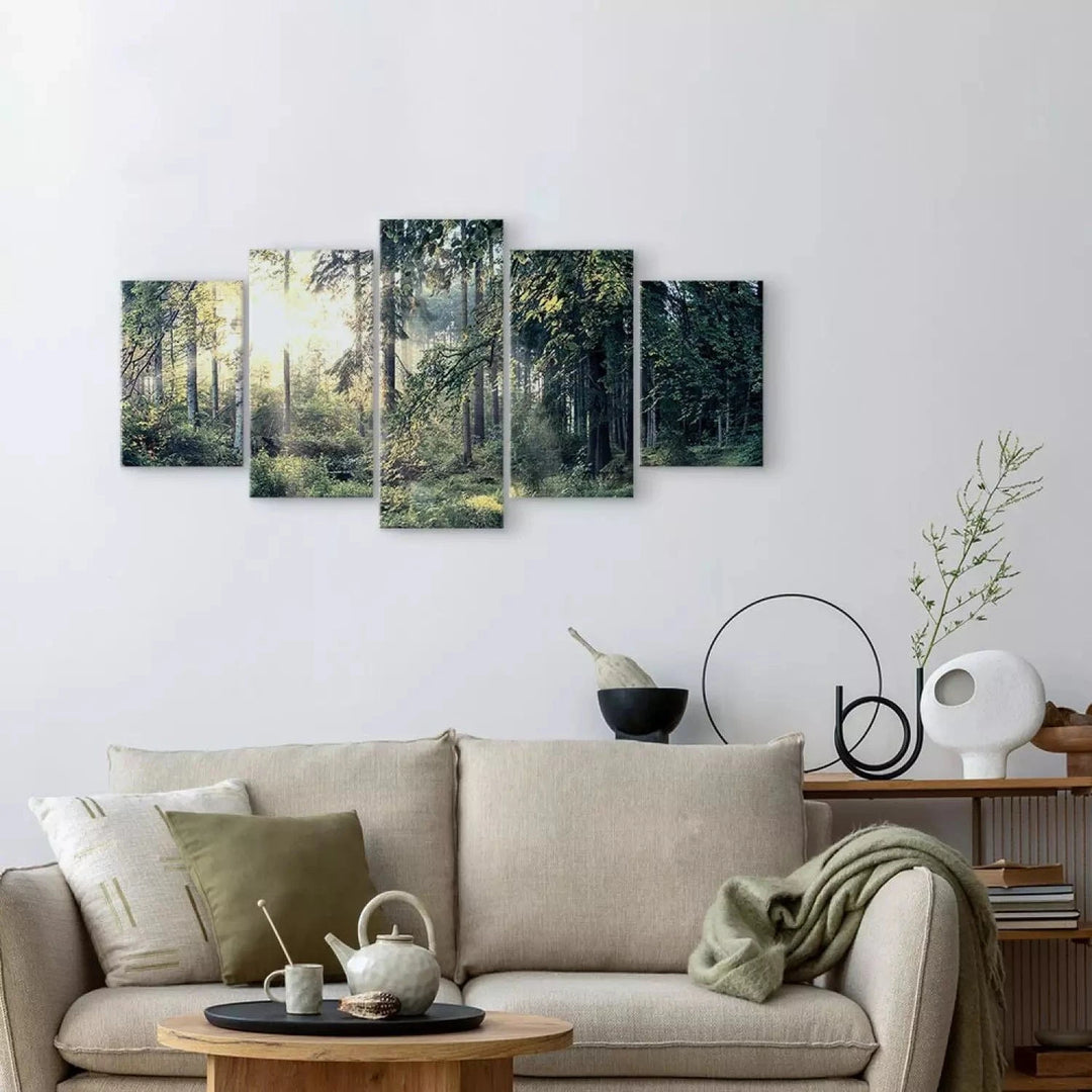Kanva ar mežu - Pasaku ainava, (x5) - dabiskā zaļā krāsā G-ART