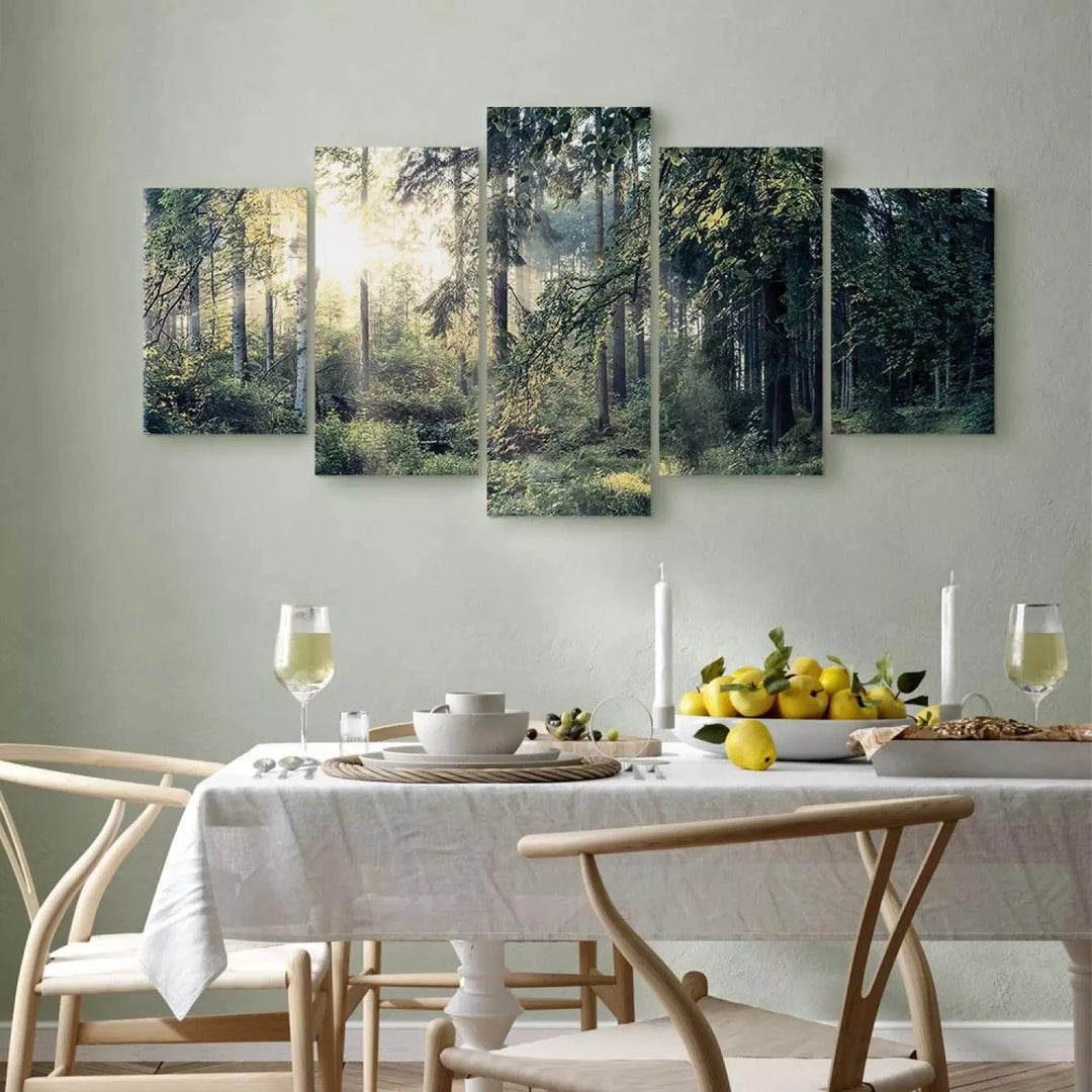 Kanva ar mežu - Pasaku ainava, (x5) - dabiskā zaļā krāsā G-ART