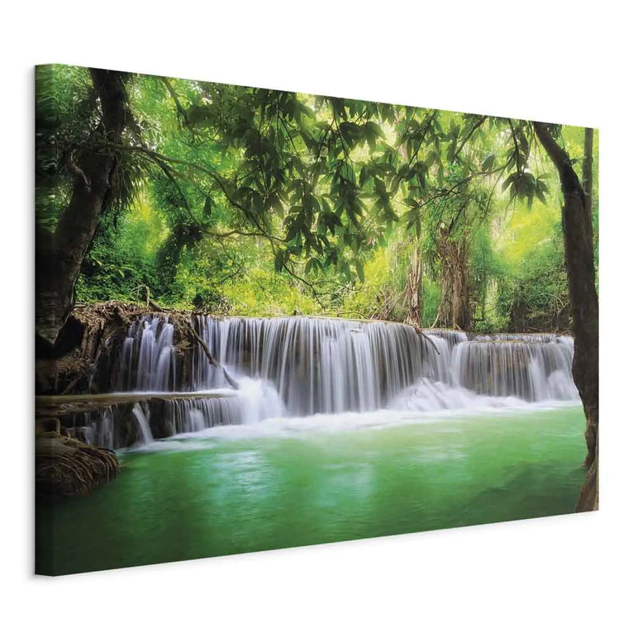 Glezna ar mierīgu dabas ainavu - Kanjanaburi ūdenskritums, zaļā ART XL