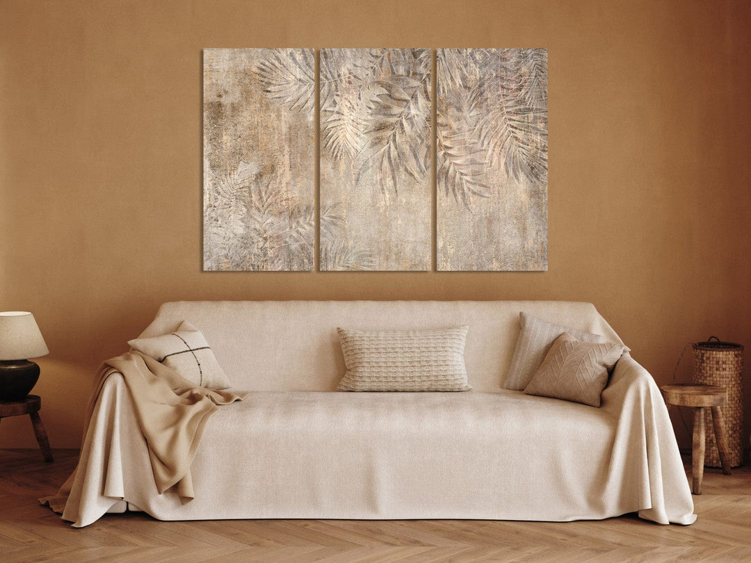 Glezna ar palmu lapām brūnos toņos - Palmu skice, (x3) - 151790 G-ART