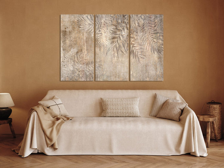 Glezna ar palmu lapām brūnos toņos - Palmu skice, (x3) - 151790 G-ART