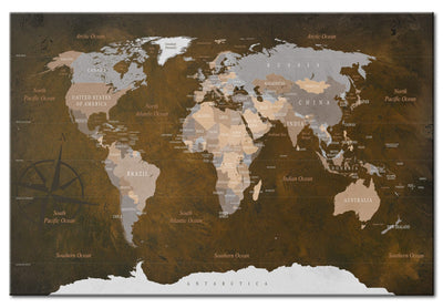 Glezna ar pasaules karti bŗunos toņos - Kanēļa ceļojums, (x1), 93941 Tapetenshop.lv.