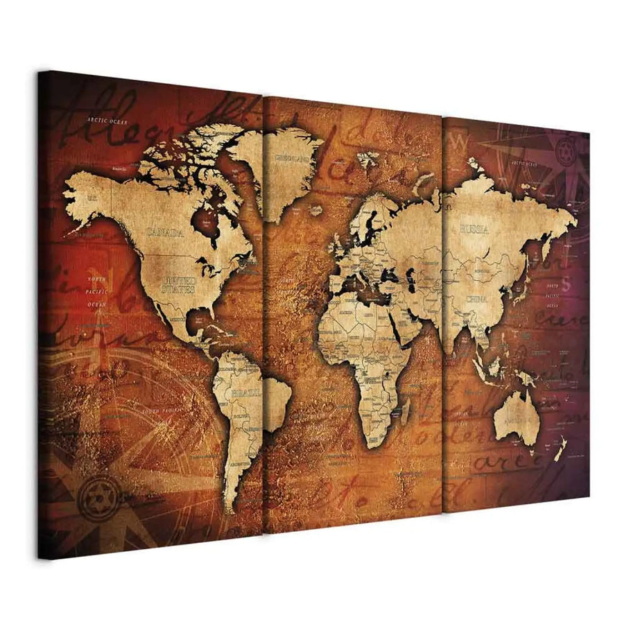 Glezna ar pasaules karti vintāžas stilā - Dzintara ceļojumi, 91866 ART XL