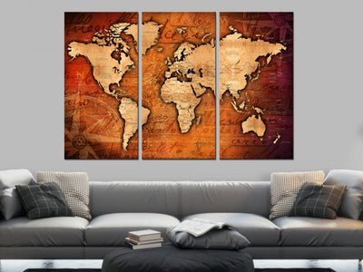 Glezna ar pasaules karti vintāžas stilā - Dzintara ceļojumi (x3), 91866 Tapetenshop.lv.