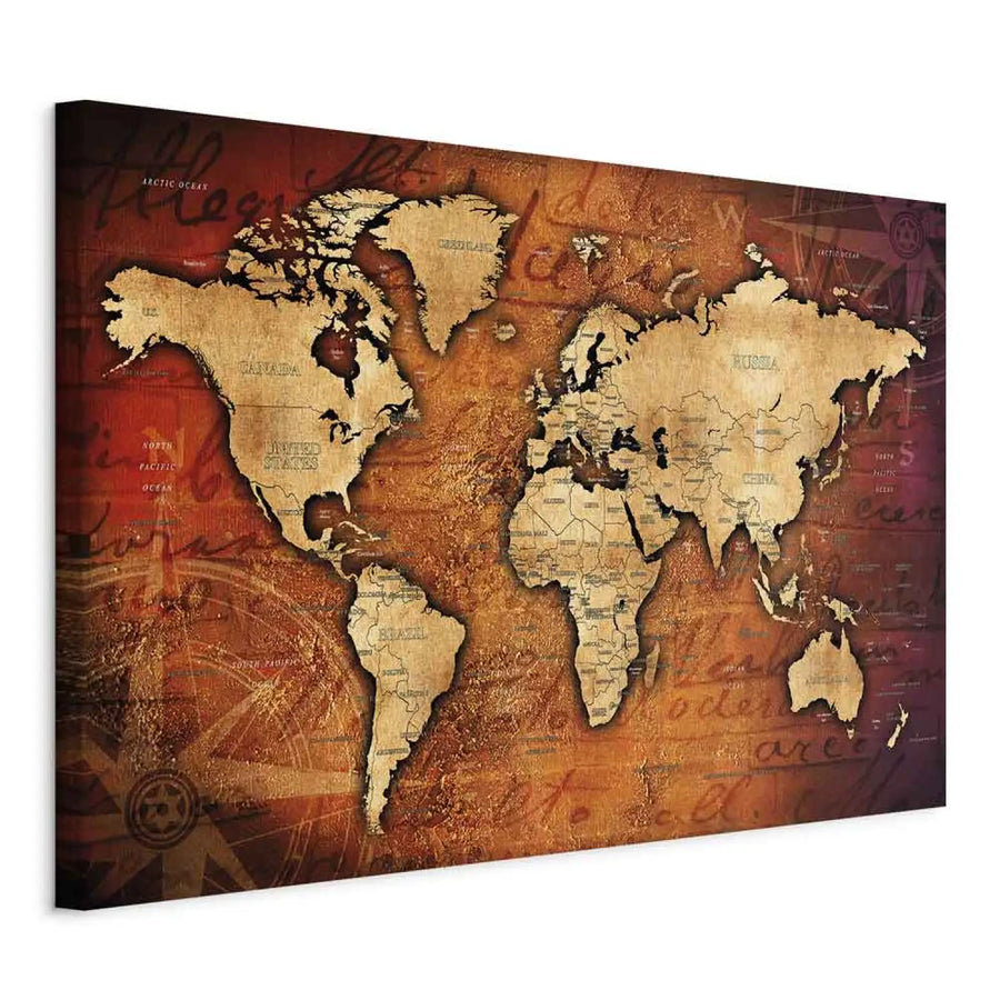 Glezna ar pasaules karti vintāžas stilā - Dzintara pasaule, 91873 ART XL