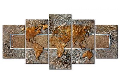 Canva with world map in vintage style - Extraordinary World, (x5), 93090 G-ART.