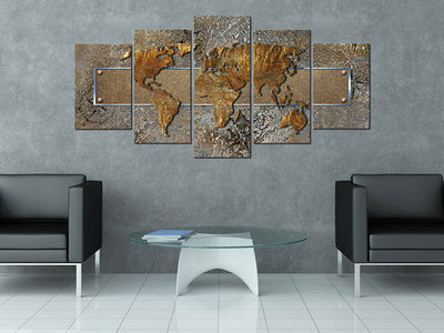 Canvas-taulut vintage-tyylinen maailmankartta - Extraordinary World, (x5), 93090 G-ART.