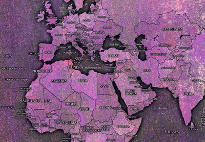 Kanva ar pasaules karti violētos toņos - Ametista karte, 91912 (x1) G-ART.