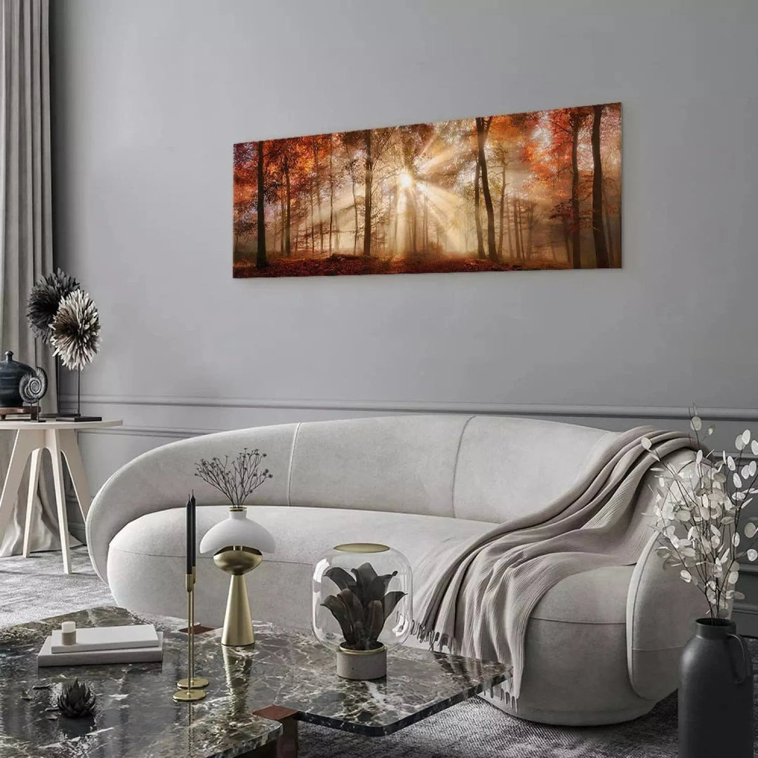 Kanva -ar rudens mežu - Rudens rītausma - oranzā toņos G-ART