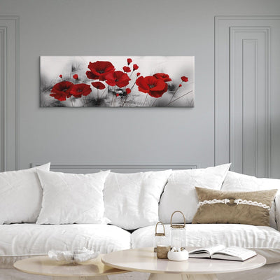 Painting with red poppies on a gray background, 94785 Tapetenshop.lv.