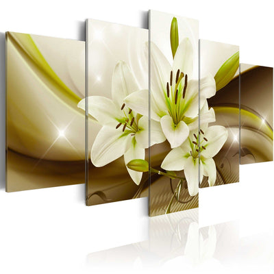 Canvas-taulut kaunis lilja abstraktilla taustalla - Moderni lilja, (x5), 63945 G-ART.