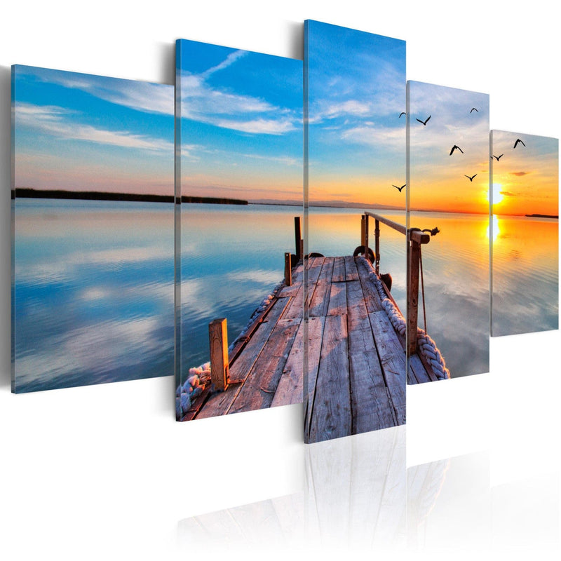 Paveikslai ant drobės su vaizdu į ežerą ir saulėlydį - Memory Lake, 91102 (x5) G-ART.