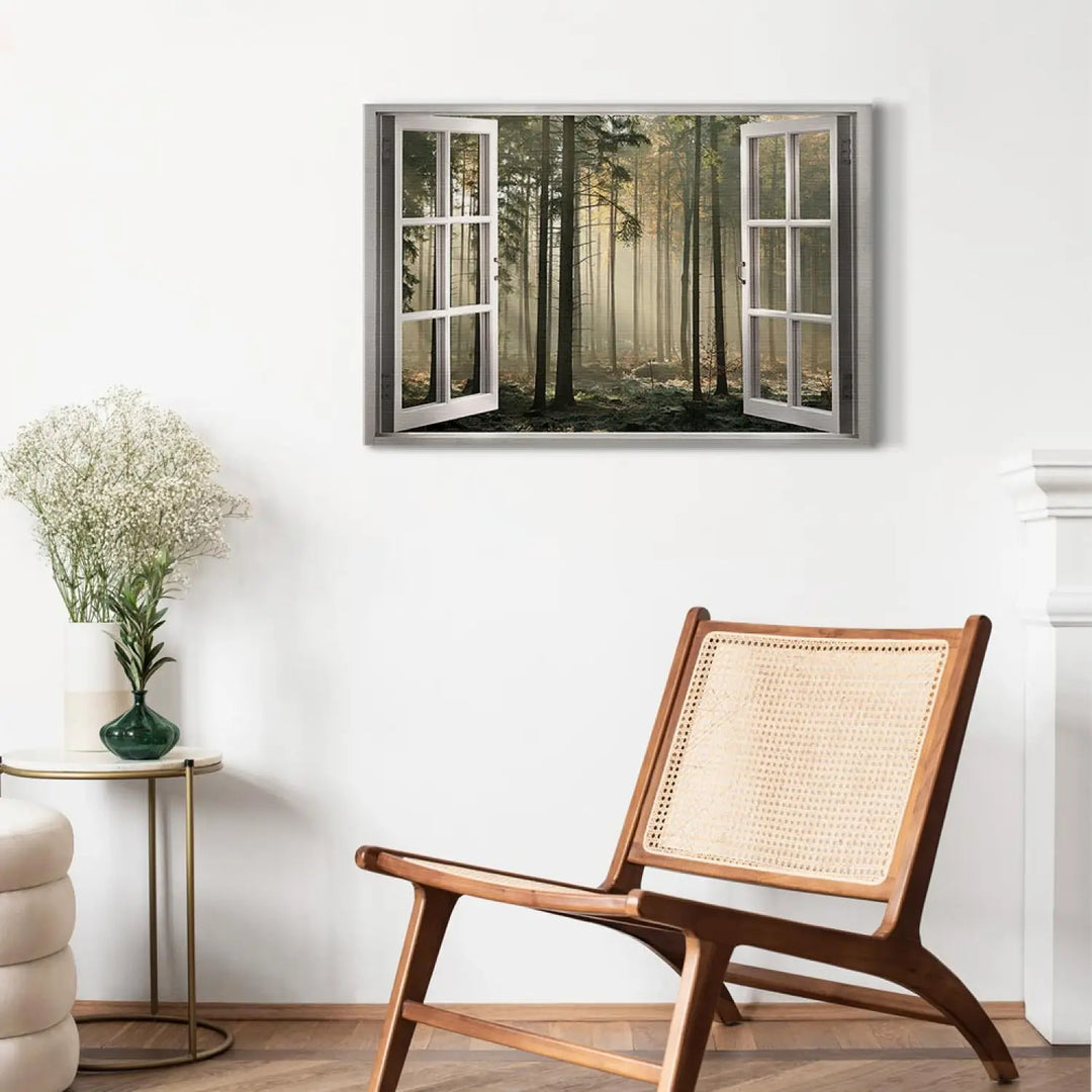 Glezna ar skatu uz mežu no loga - Kluss mežs (x 1), zaļā ART XL