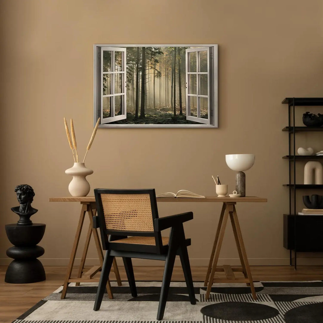 Glezna ar skatu uz mežu no loga - Kluss mežs (x 1), zaļā ART XL