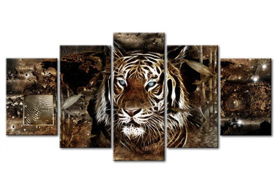 Канва с тигром на темно-коричневом абстрактном фоне, (x5), 91652 G-ART.