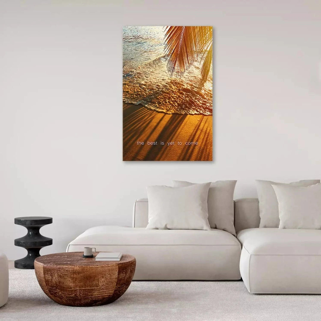 Kanva ar tropu motīvu - Labākais vēl priekšā - brūnā, oranžā ART XL
