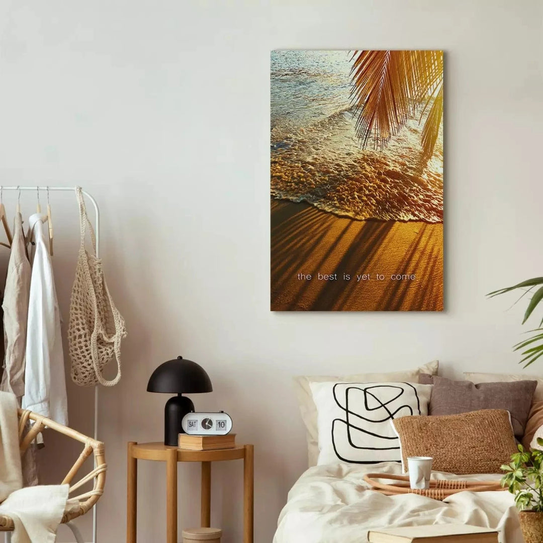Kanva ar tropu motīvu - Labākais vēl priekšā - brūnā, oranžā ART XL