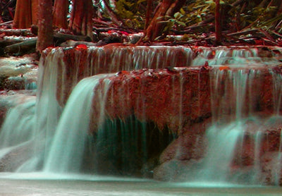 Canva with waterfall and Buddha, green and turquoise - Nature Sanctuary (x5), 94271 G-ART.