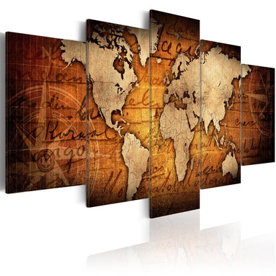 Канва с винтажной картой мира - Янтарная карта (х5) G-ART.