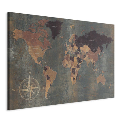 Glezna ar vintāžas pasaules karti - Pasaules karte uz tumša fona, 96031 Tapetenshop.lv.