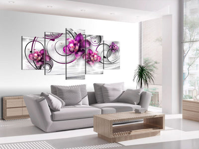 Canva with purple orchids on abstract grey background, (x5), 56203 G-ART.