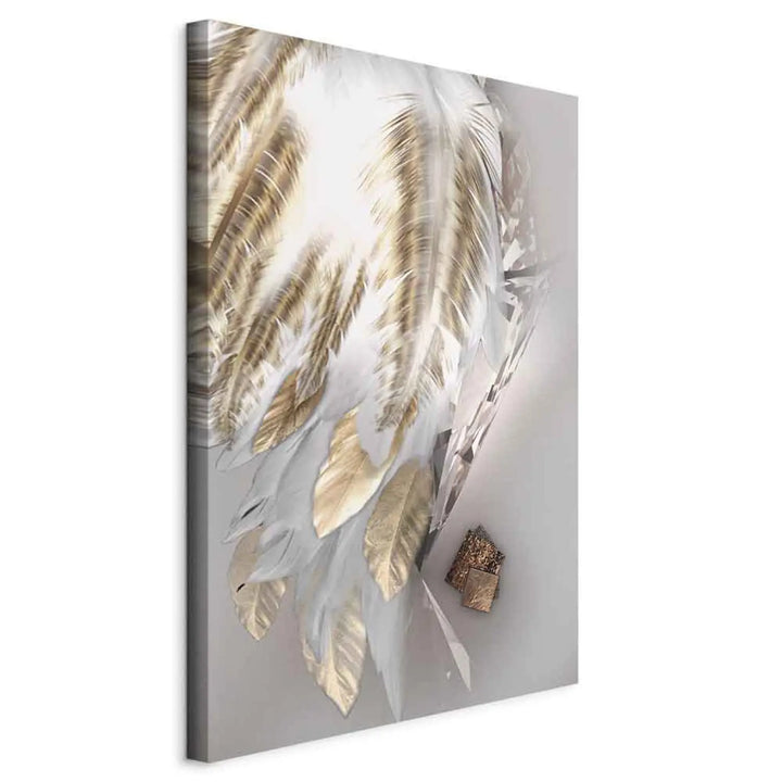 Glezna ar zelt spalvām uz pelēka fona - Kritušais eņģelis, 127797 ART XL