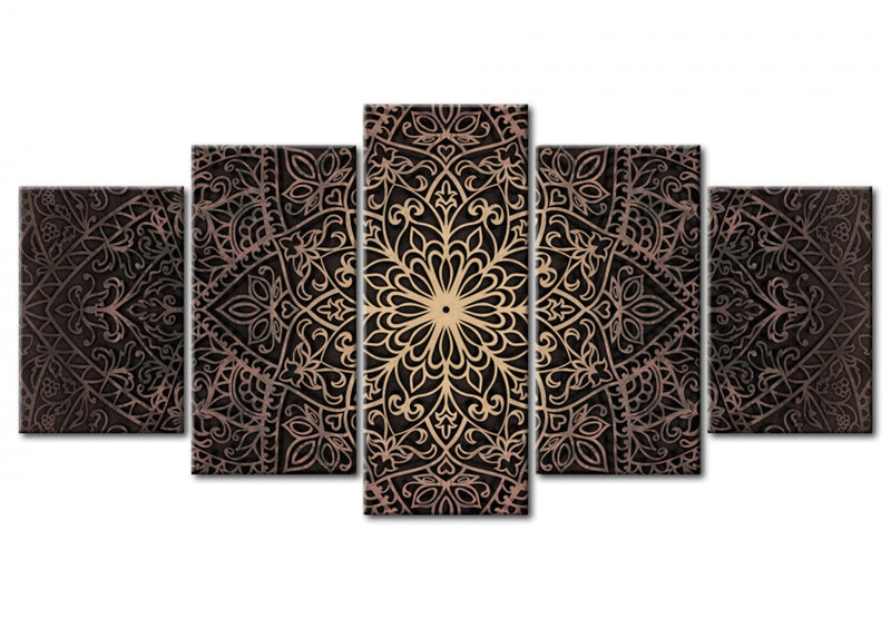 Canva with gold mandala pattern on black background - Oriental Art, 94190 (x5) G-ART.