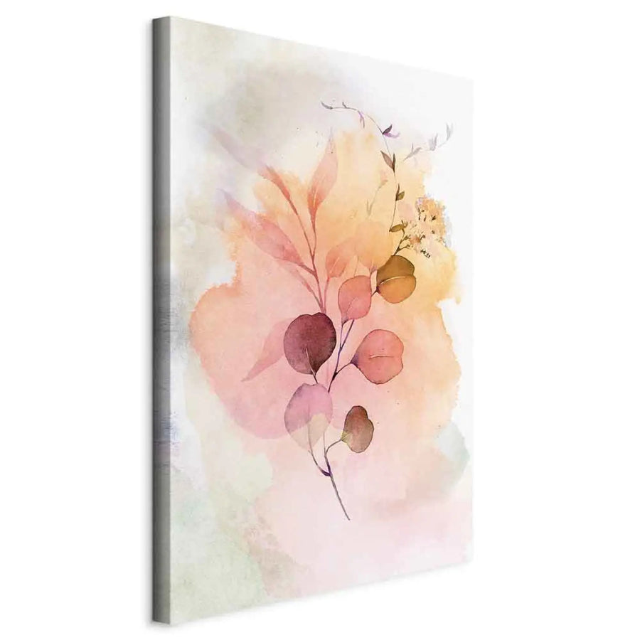 Kanva ar ziediem akvareļu stilā- Akvareļkrāsas zariņš uz balta fona ART XL