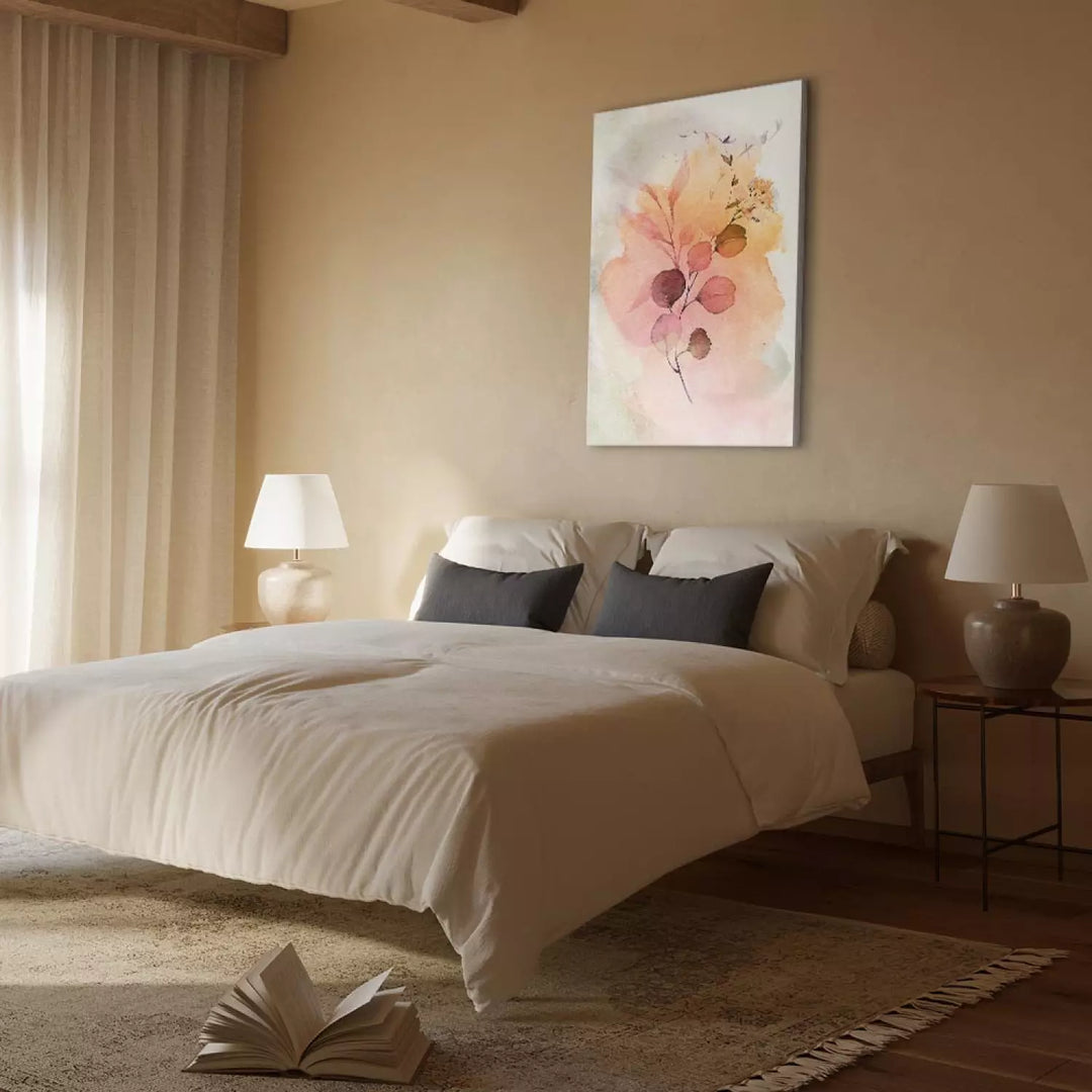 Kanva ar ziediem akvareļu stilā- Akvareļkrāsas zariņš uz balta fona ART XL