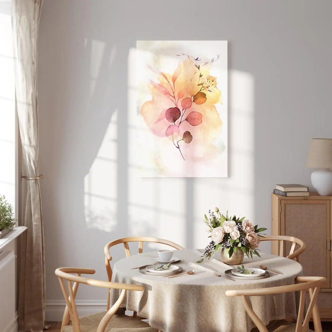 Kanva ar ziediem akvareļu stilā- Akvareļkrāsas zariņš uz balta fona ART XL