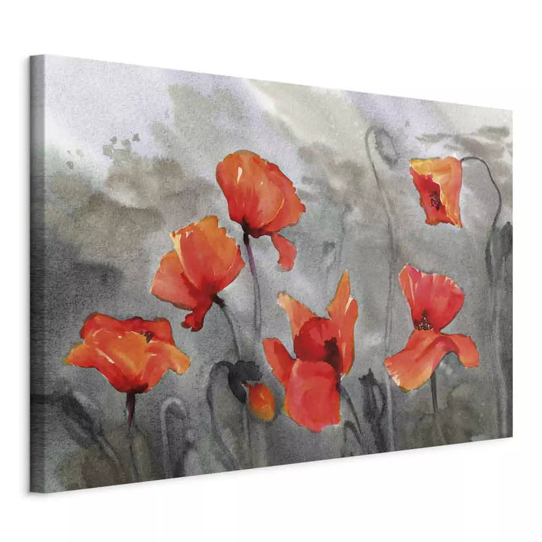 Kanva - Magones akvareļu tehnika, sarkani ziedu uz pelēka ART XL