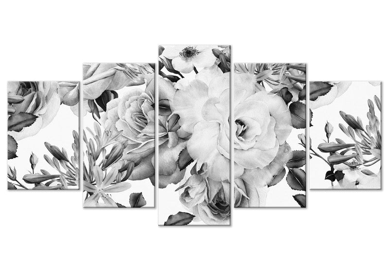 Kanva ar ziediem - Rožu kompozīcija, (x 5), melnbalta, 118362 G-ART.