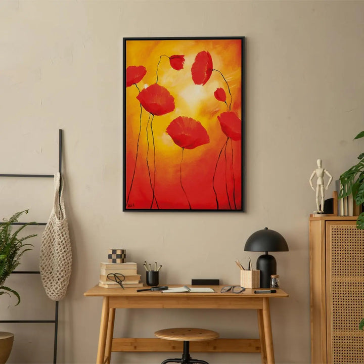 Kanva ar ziediem - Saulainas magones | zimētas| oranžā krāsā ART XL