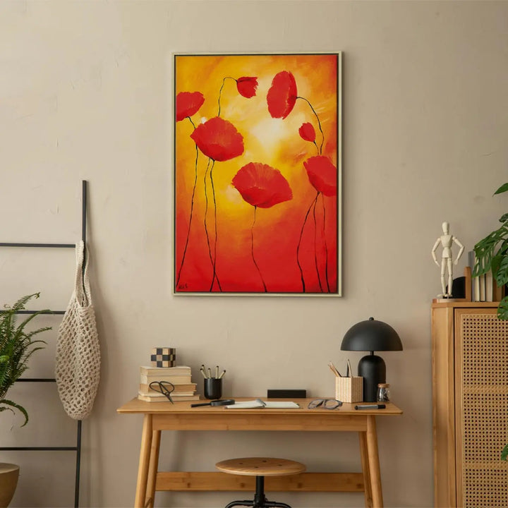 Kanva ar ziediem - Saulainas magones | zimētas| oranžā krāsā ART XL