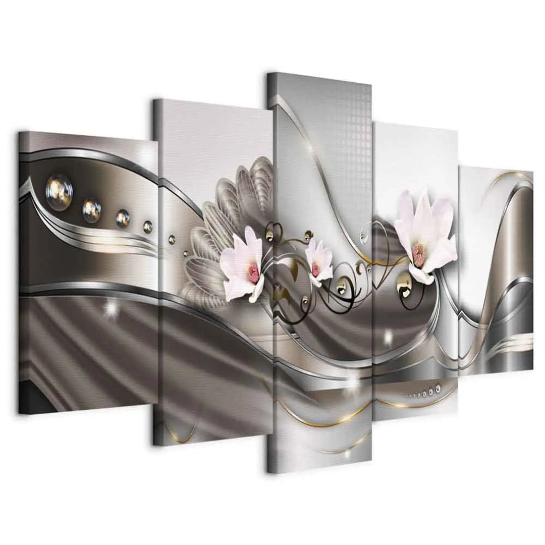 Glezna ar ziediem uz abstrakta fona - Maija rīts, (x5), 50073 ART XL