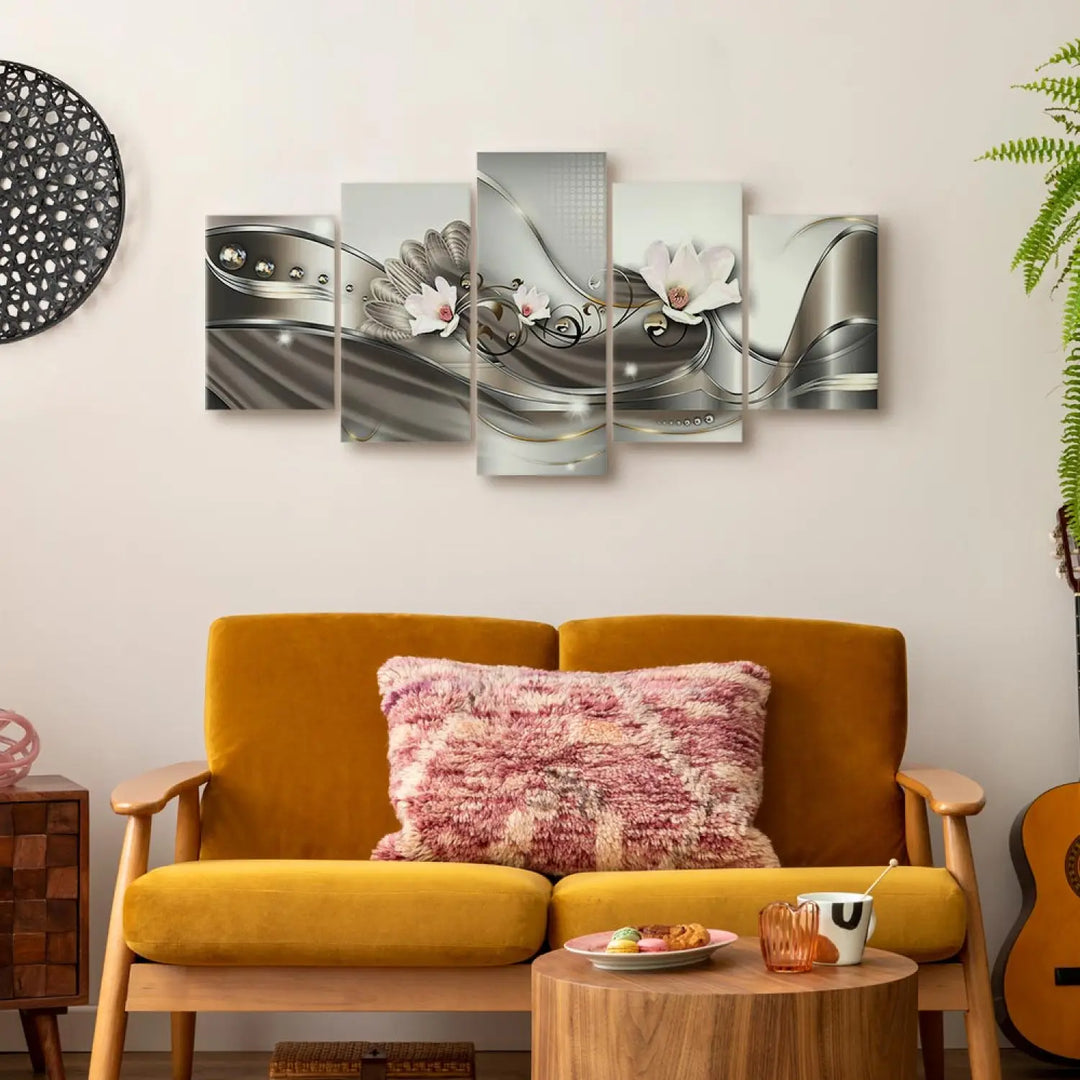 Glezna ar ziediem uz abstrakta fona - Maija rīts, (x5), 50073 ART XL