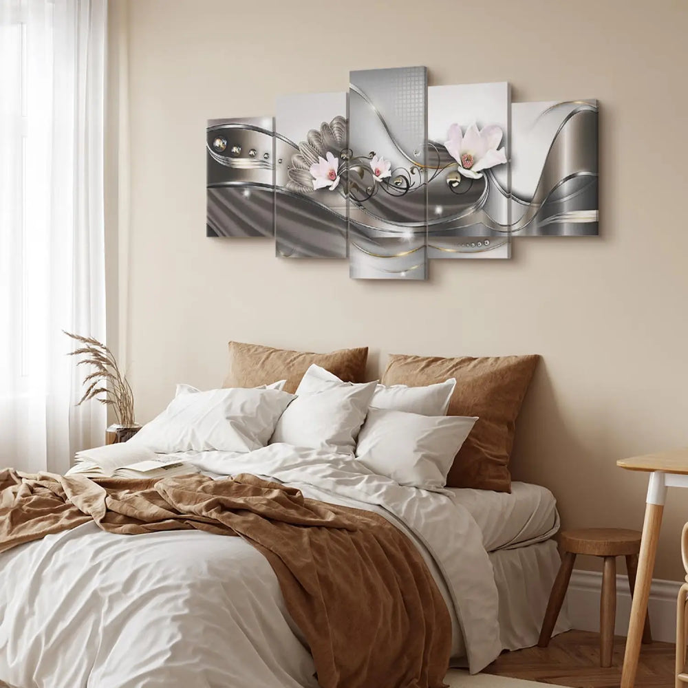 Glezna ar ziediem uz abstrakta fona - Maija rīts, (x5), 50073 ART XL