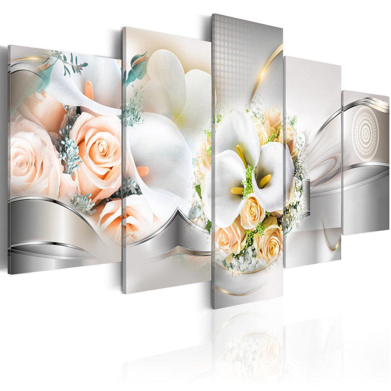 Canva with floral bouquets on elegant grey background, (x5), 93820 G-ART.