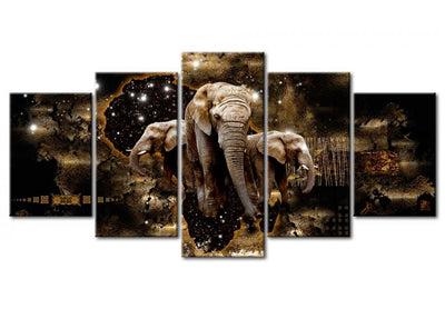 Kanva ar ziloņiem uz tumša fona - Brūnie ziloņi, 50000 (x 5) G-ART.