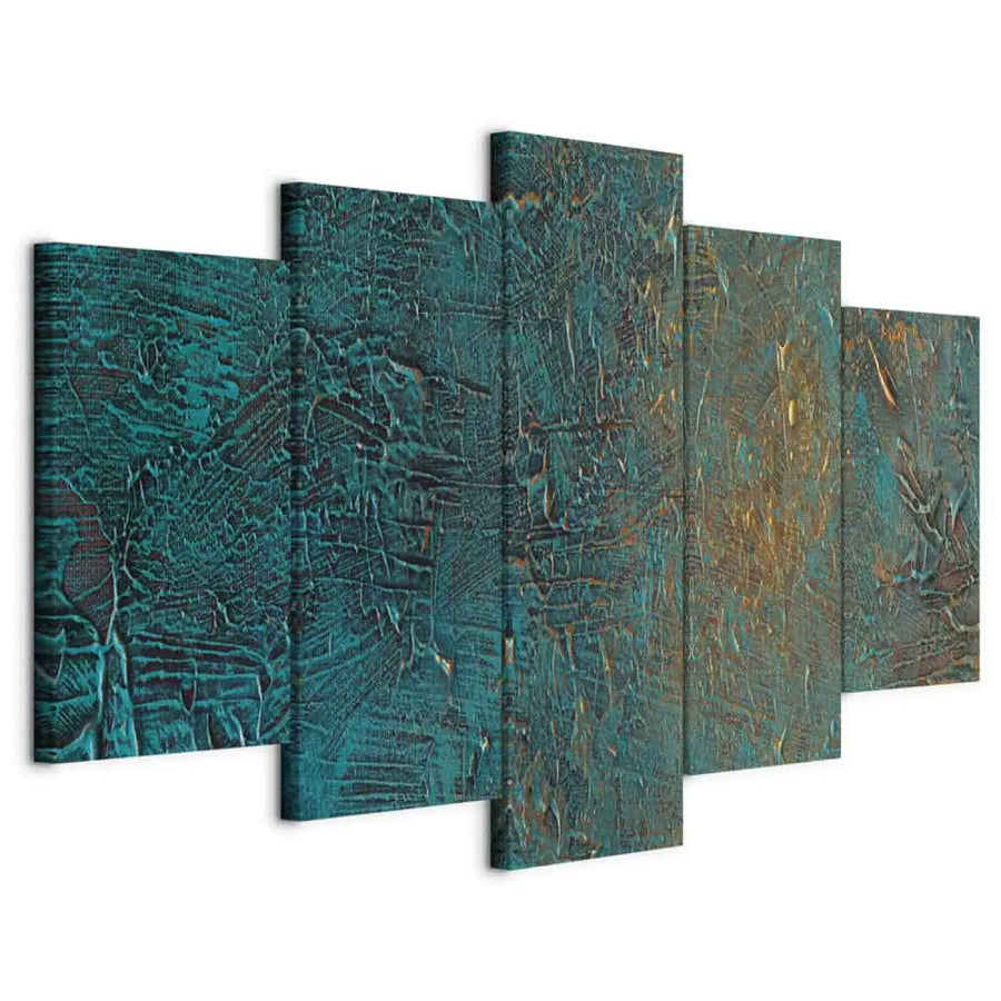 Glezna - Azūra spogulis, tumši zaļa abstrakcija ar spilgtiem akcentiem ART XL