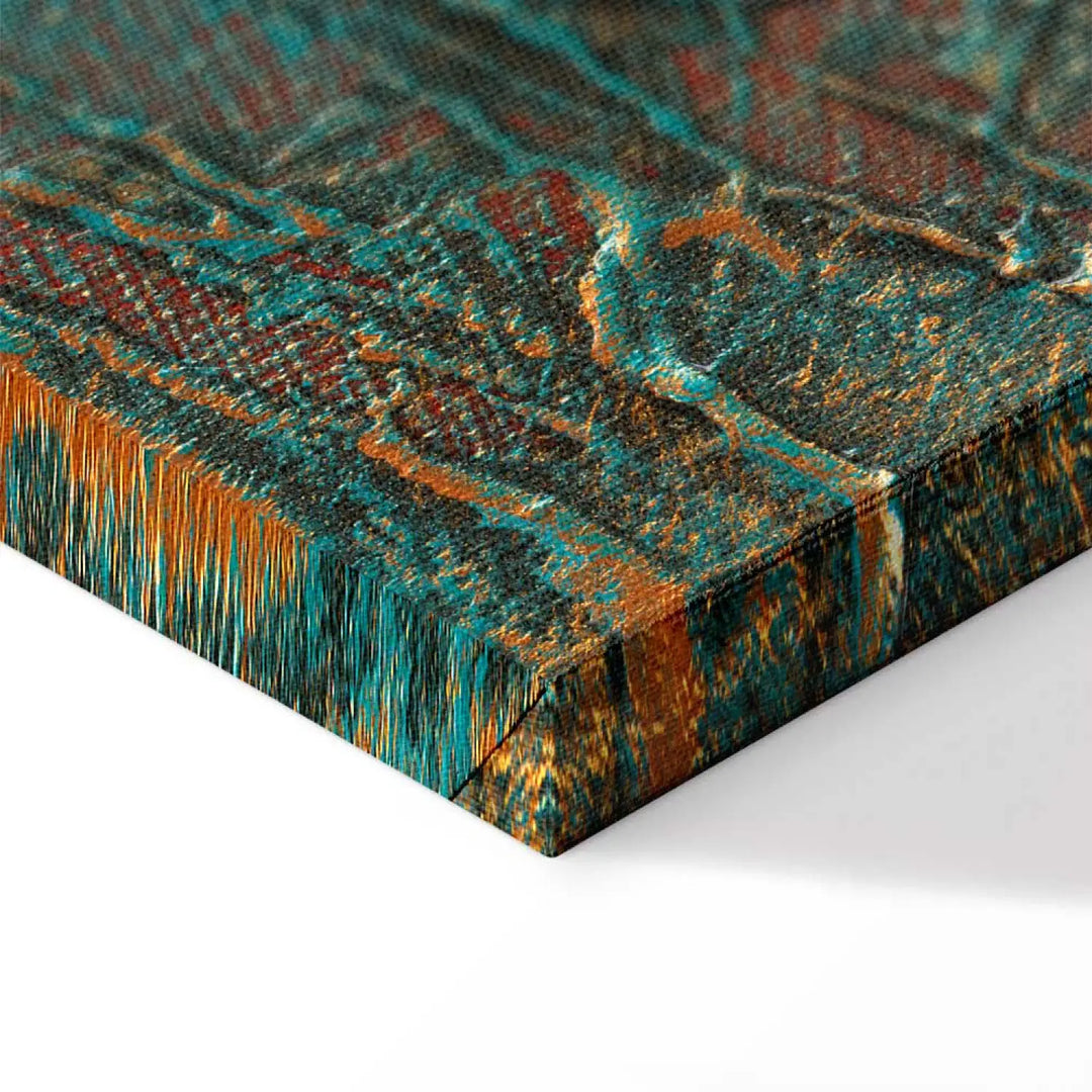 Glezna - Azūra spogulis, tumši zaļa abstrakcija ar spilgtiem akcentiem ART XL